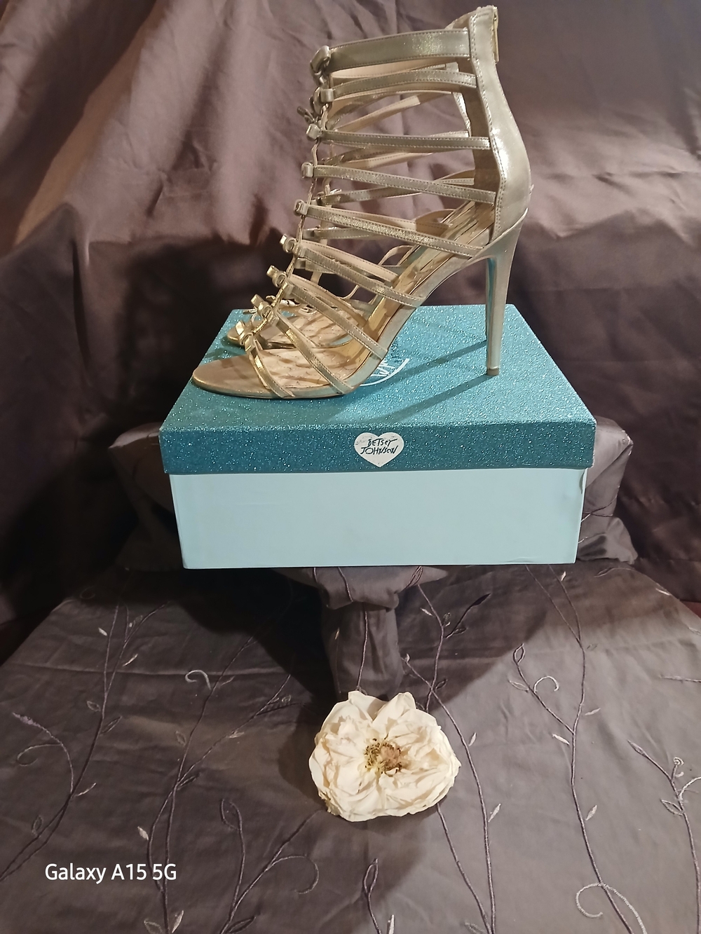 Blue by Betsey Johnson Metallic Gold Strappy High Heel Sandals